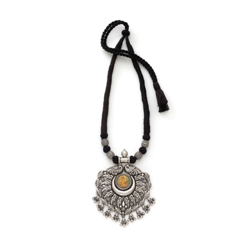 Hand Painted Sterling Silver Ganesha Talisman Necklace Devam
