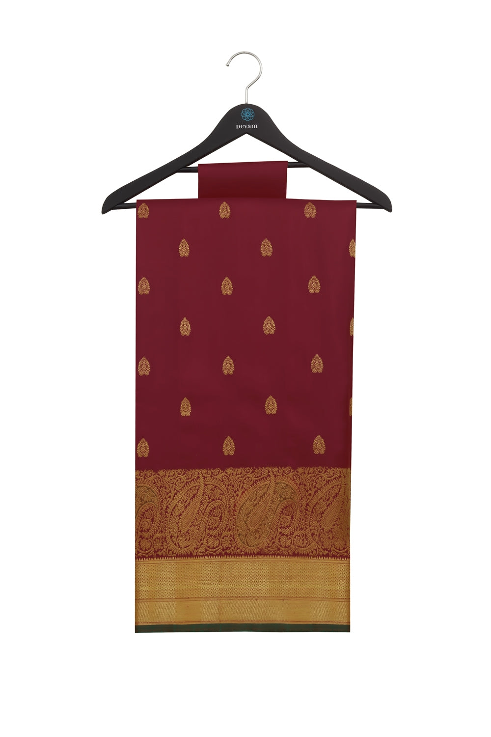 Large Bordered Real Jari Deep Fuchsia Silk Kanjeevaram Saree Devam