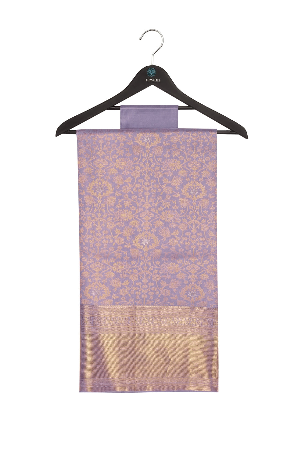 Lilac Plum Real Jari Silk Kanjeevaram Saree Devam