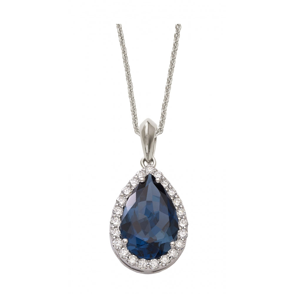 London Blue Topaz Diamond Pear Pendant Devam