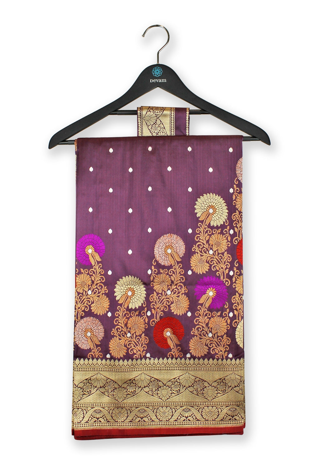 MIdnight Sugar Plum Silk Banarasi Saree Devam