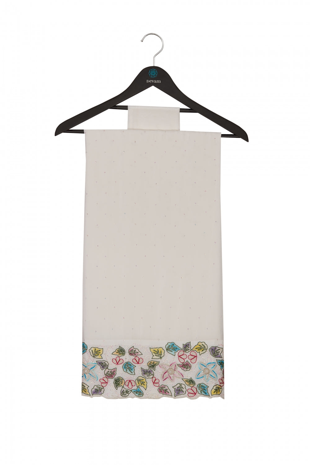 Milk White Hand Embroidered Saree Devam