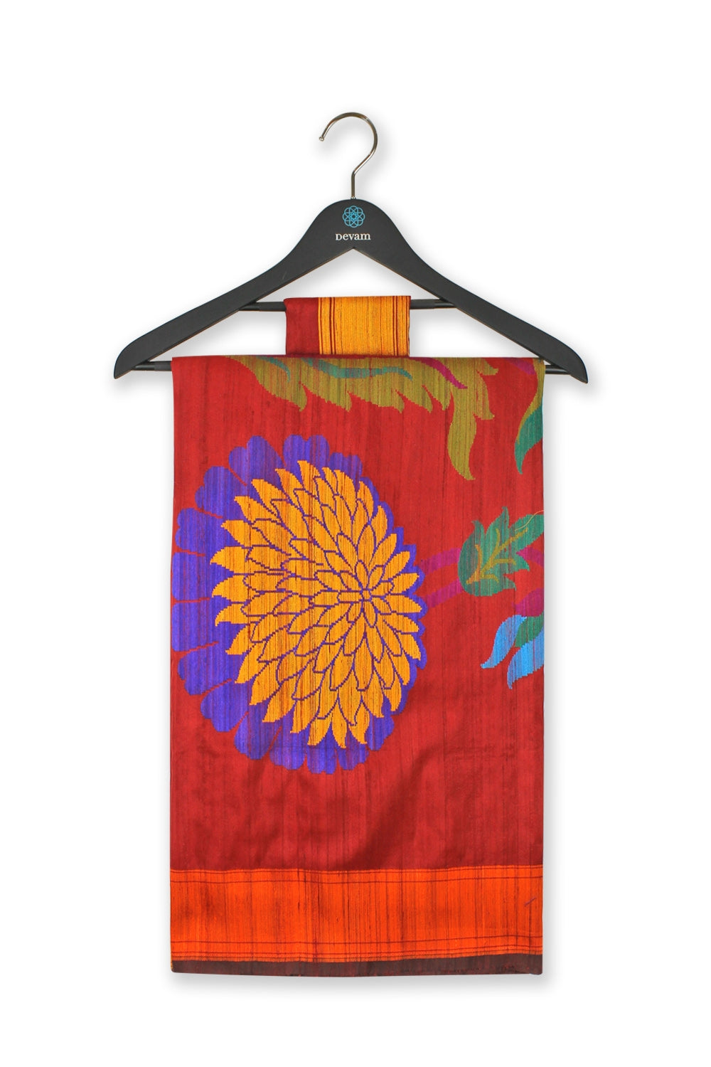 Multicolor Floral Relief Silk Banarasi Saree Devam