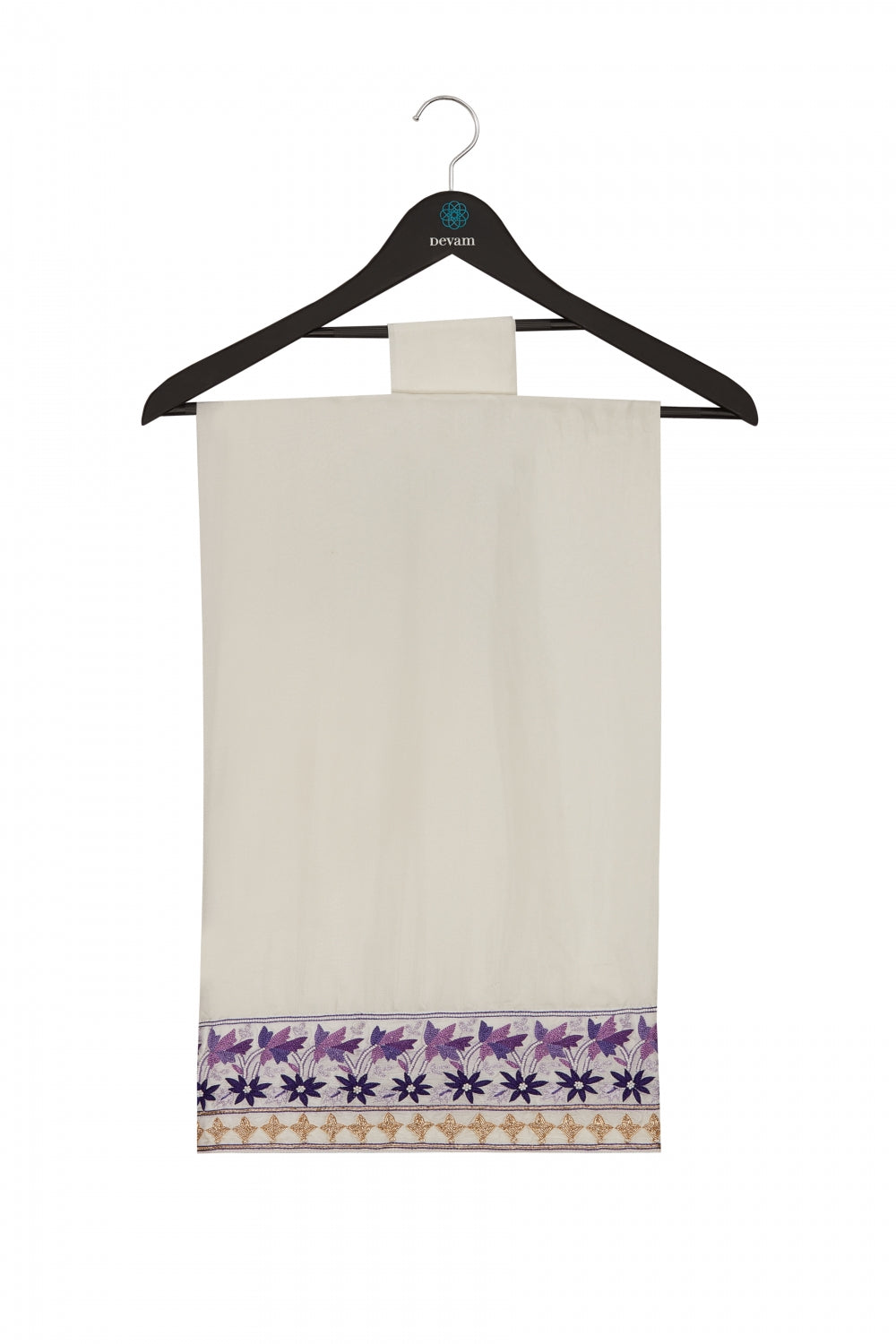 Off White & Purple Hand Embroidered Saree Devam
