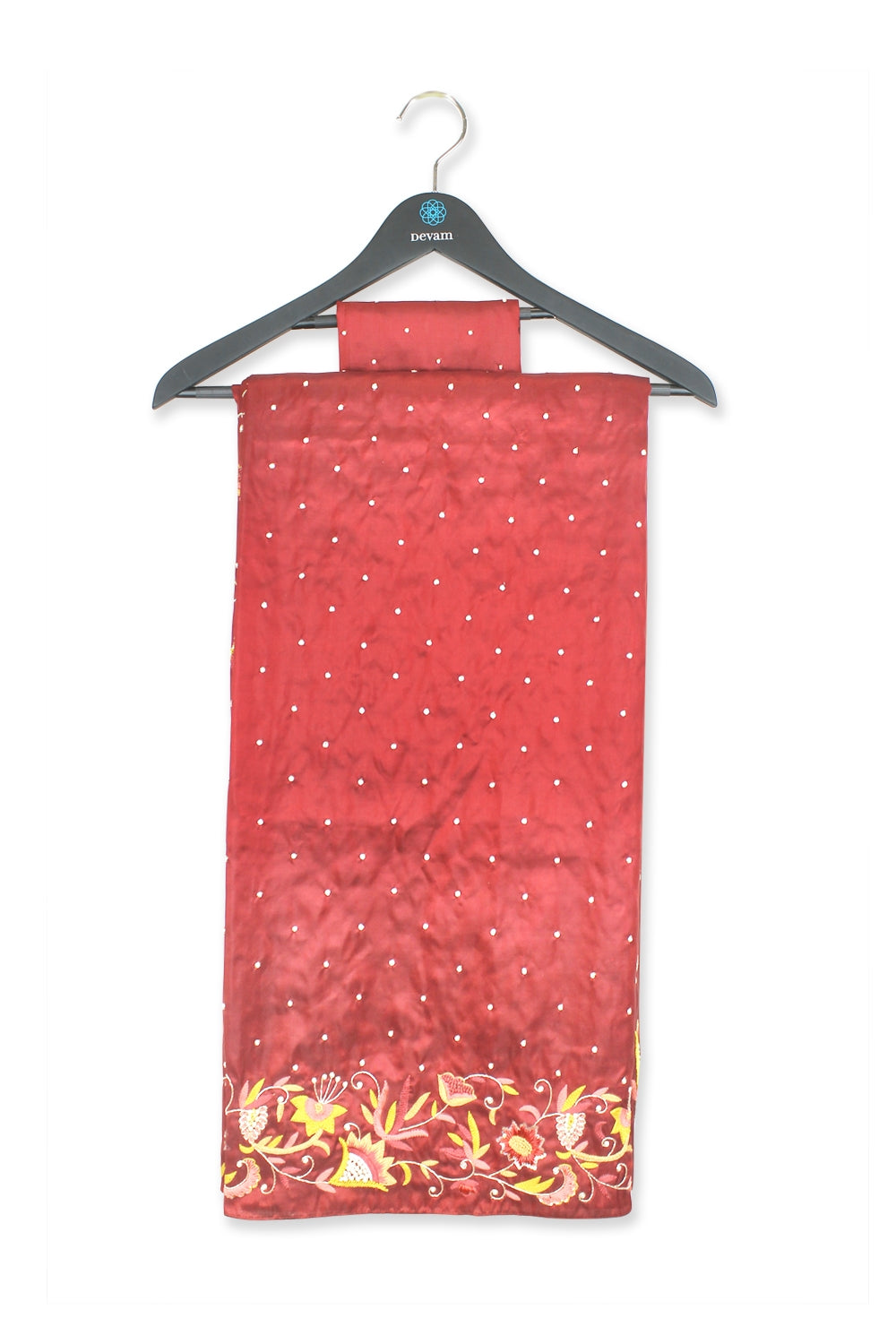 Pink Hand Embroidered Floral Silk Saree Devam