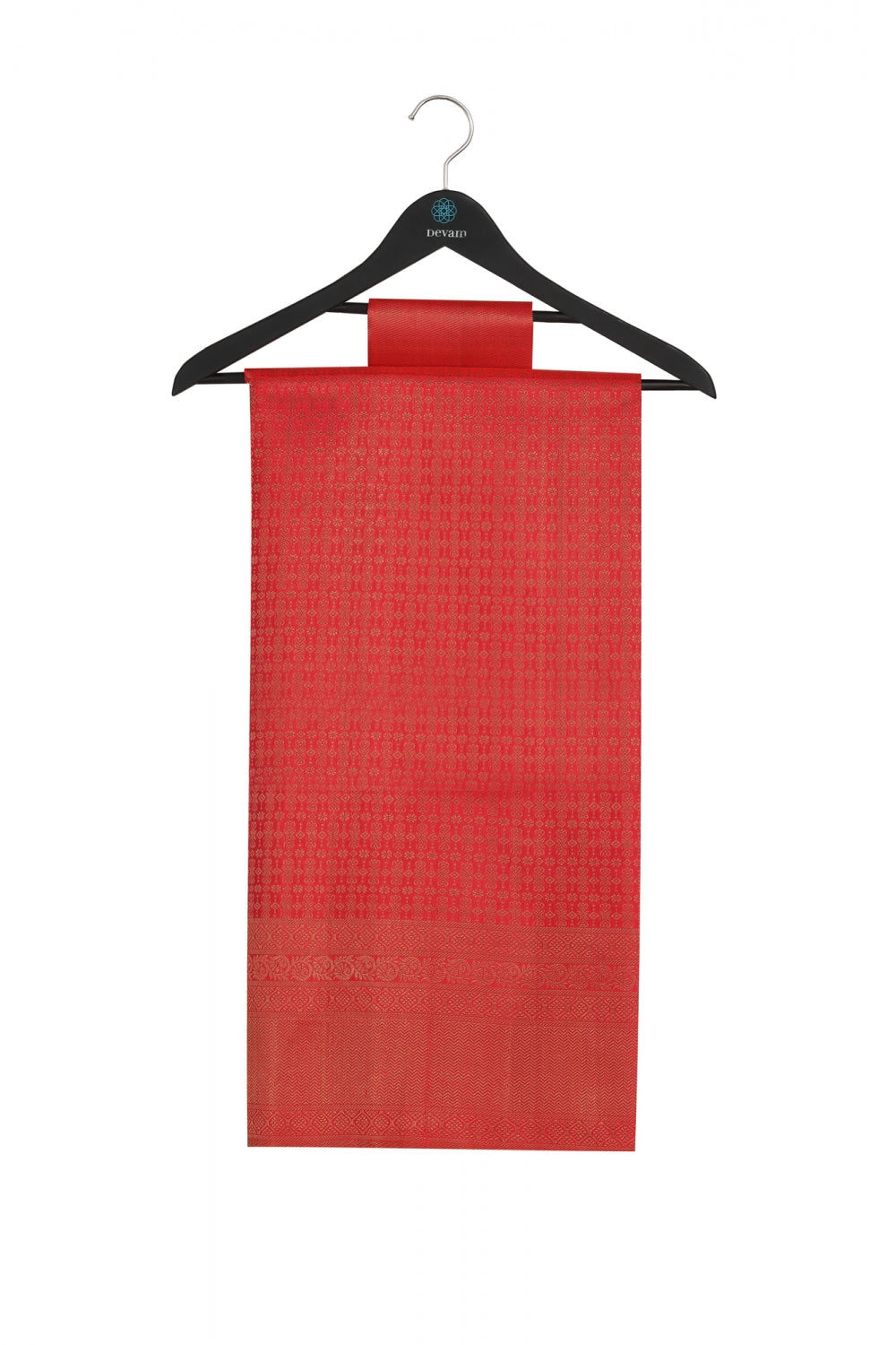 Red Floral Real Jari Kanjeevaram Silk Saree Devam