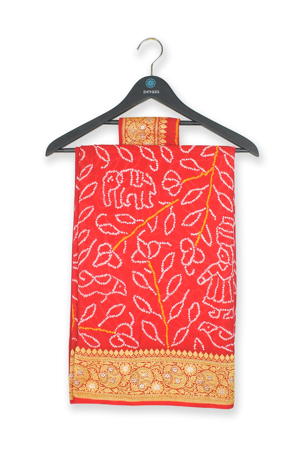 Red Georgette Bandhej Saree Devam