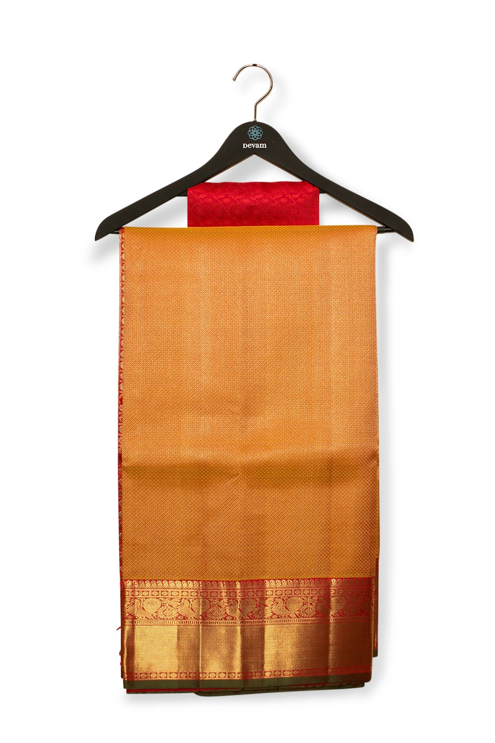 Red & Gold Real Jari Silk Kanjeevaram Saree Devam