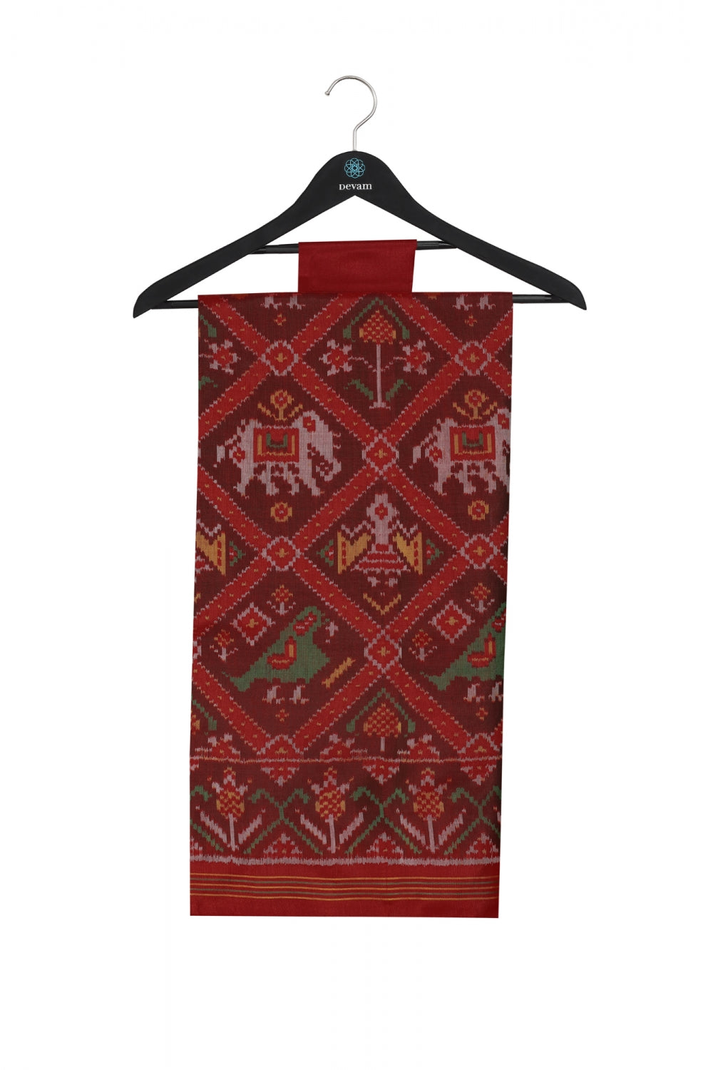 Red Parade Traditional Single Ikkat Silk Patola Saree Devam