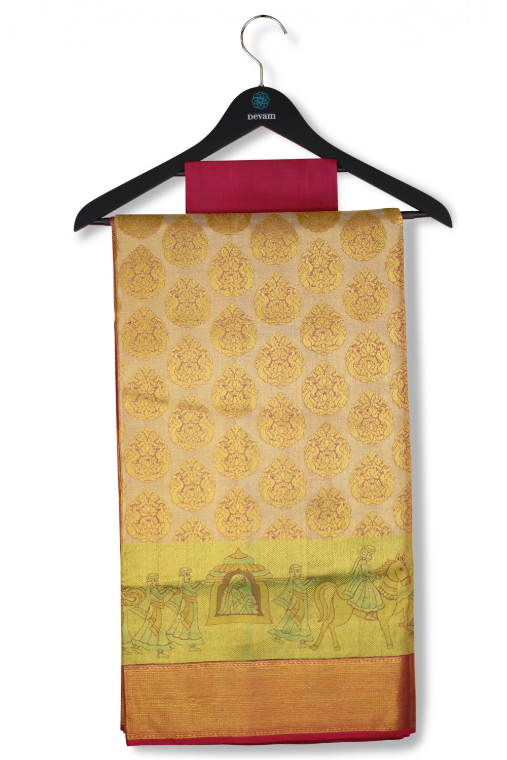 Silver & Gold Real Jari Silk Kanjeevaram Saree Devam