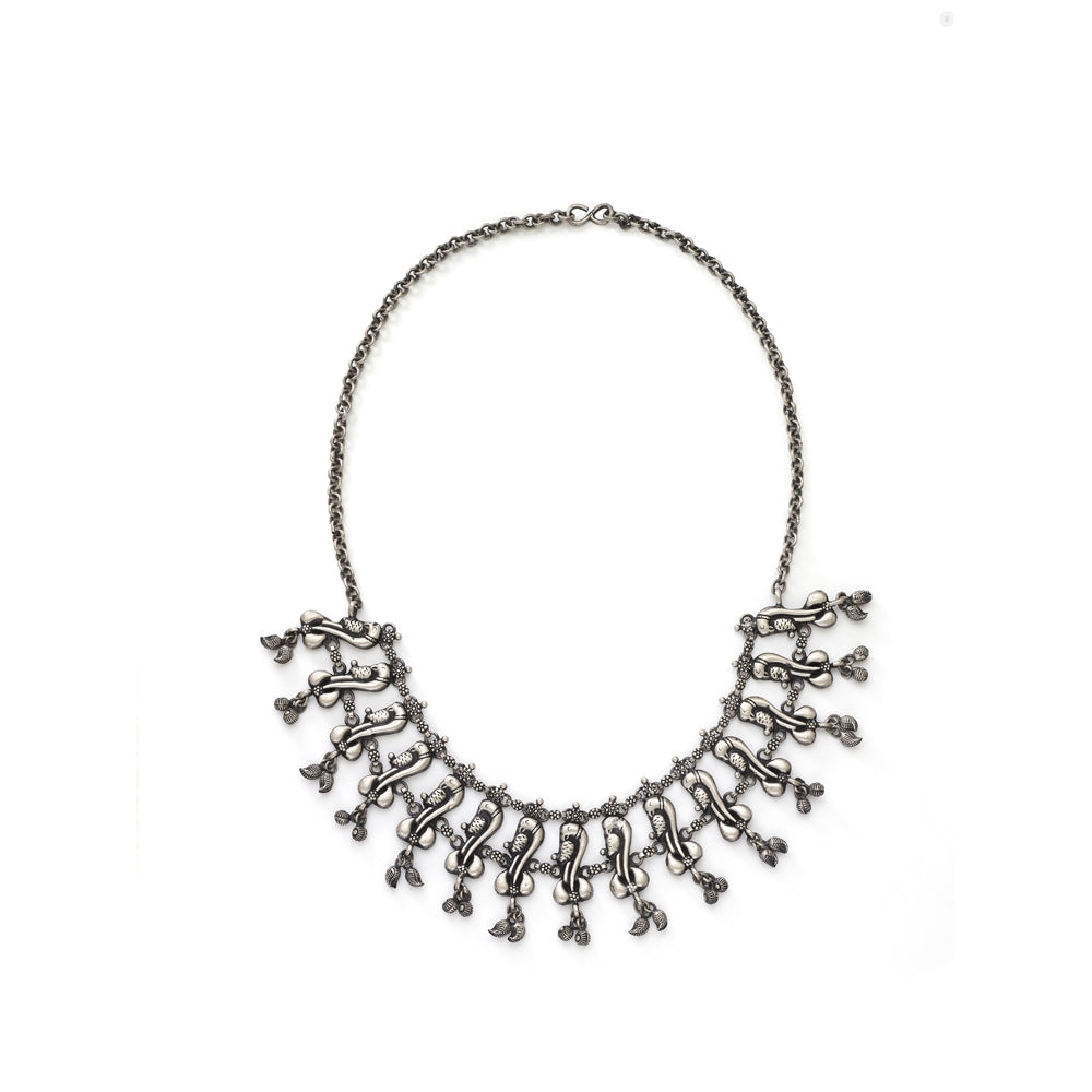 Silver Peacock Dangle Necklace Devam