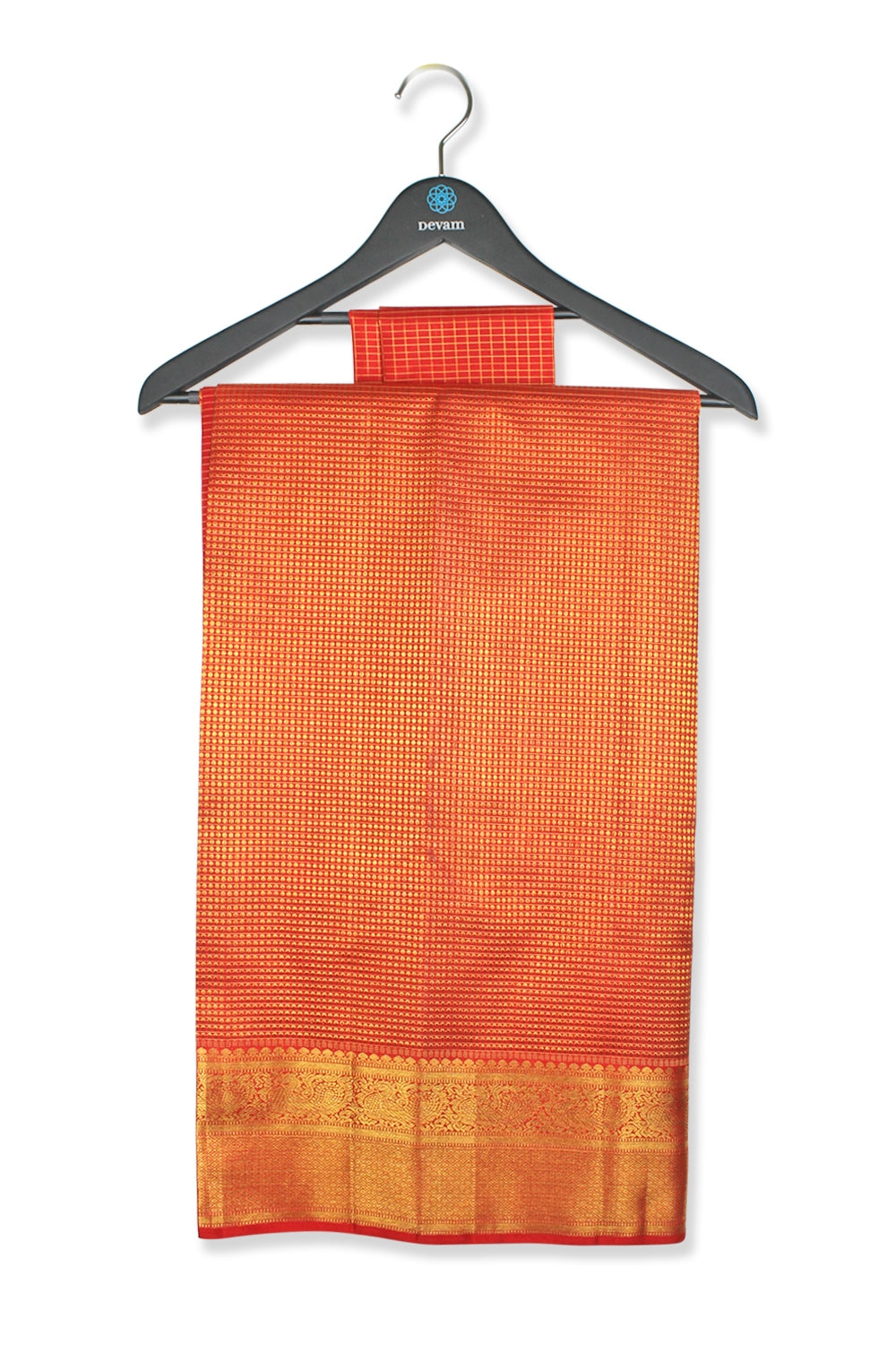 Small Polka Dot Real Jari Silk Kanjeevaram Saree Devam