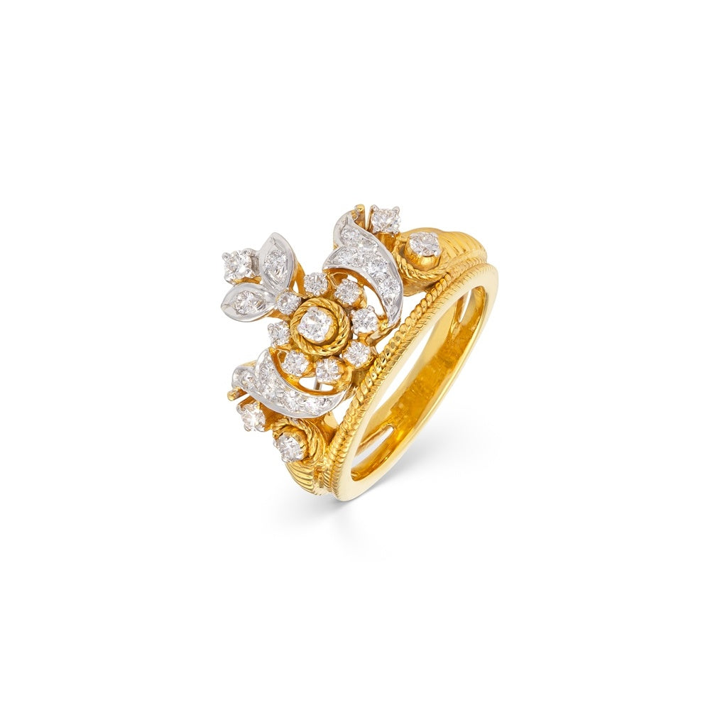 Splendid White Sun Flower Ring Devam