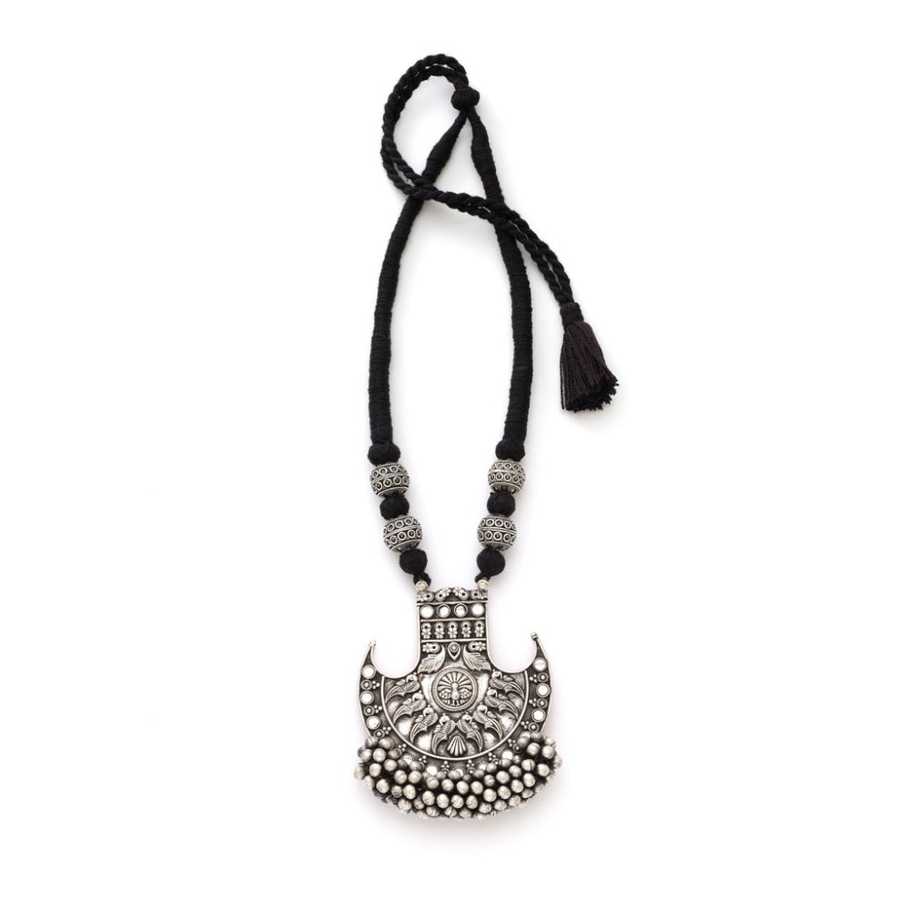 Sterling Silver Peacock Crescent Talisman Necklace Devam