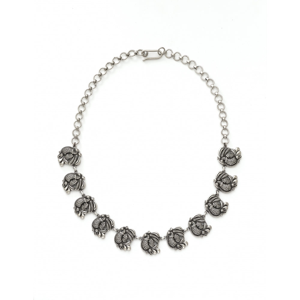 Sterling Silver Peacock Medallion Necklace Devam