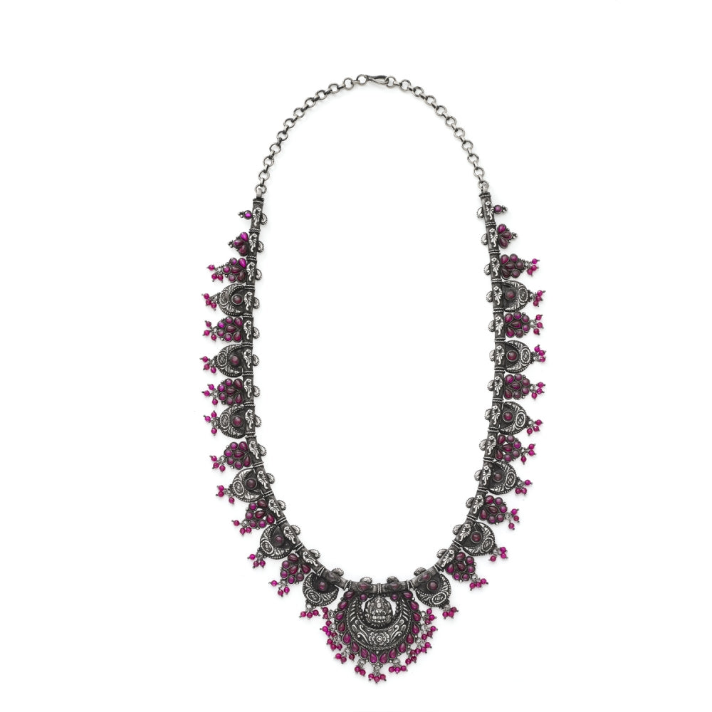 Sterling Silver Red Flower Deity Necklace Devam