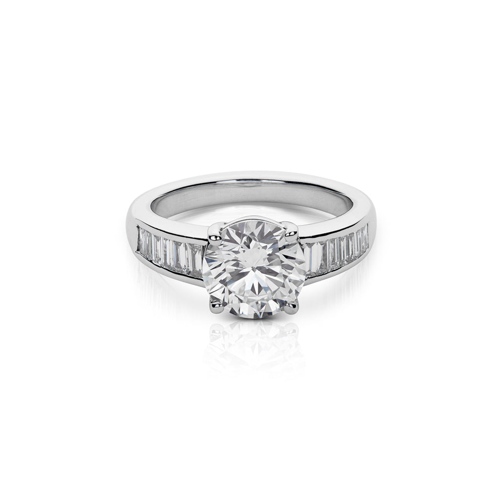 Emerald Cut Channel Set Diamond Engagement Ring Devam