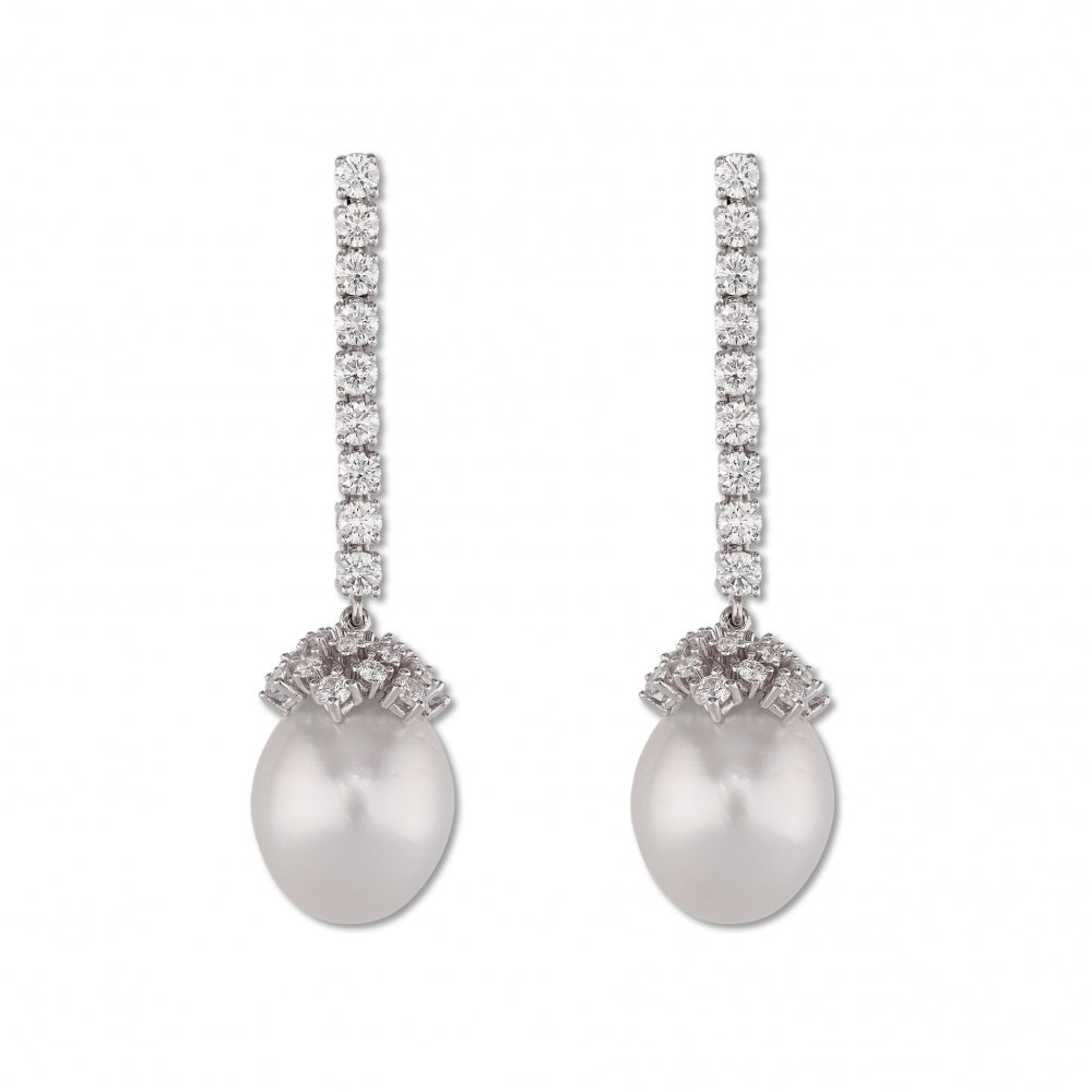 Luscious Pearl Diamond Drop Earrings Devam