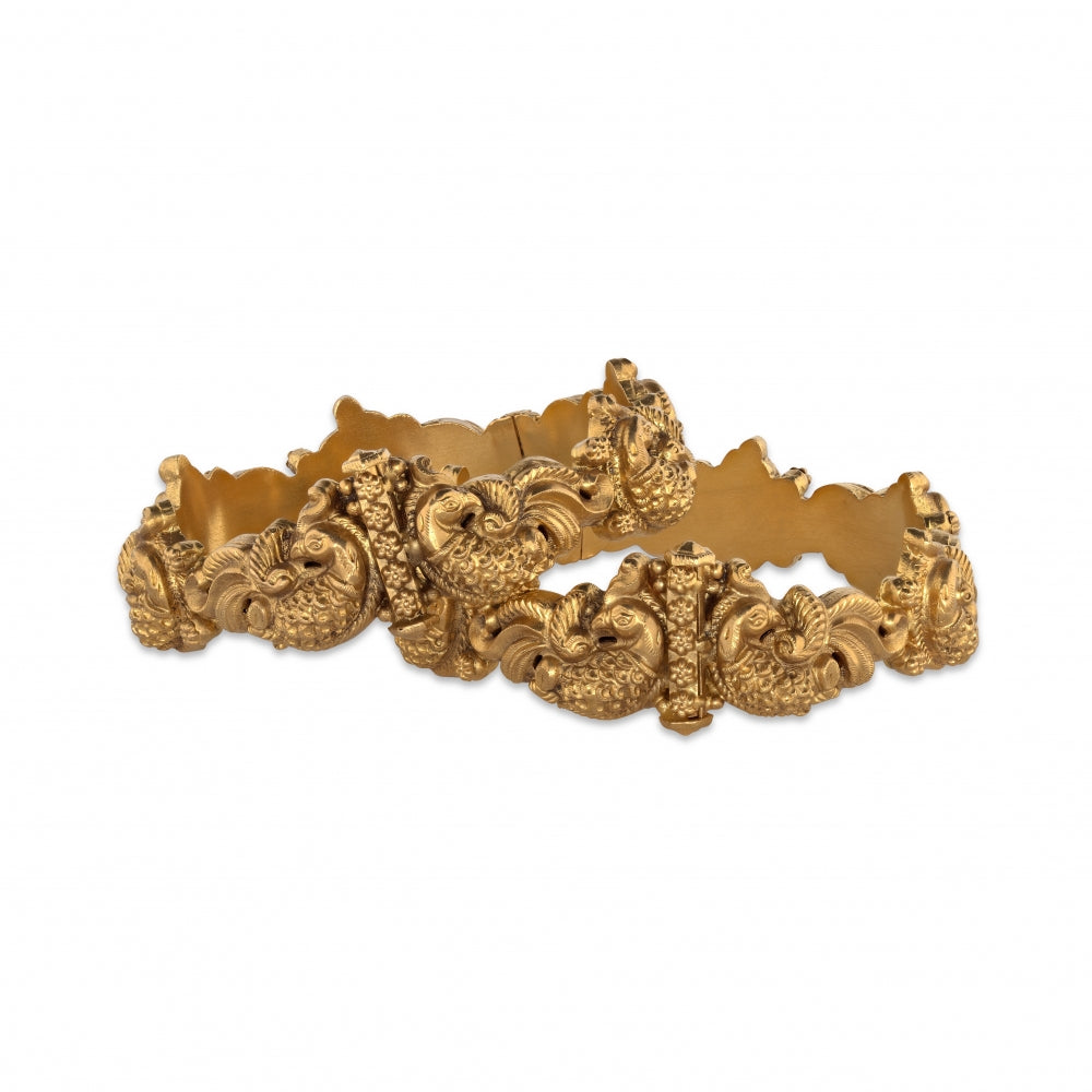 Pure Gold Peacock Detailed Bangle Bracelet Devam
