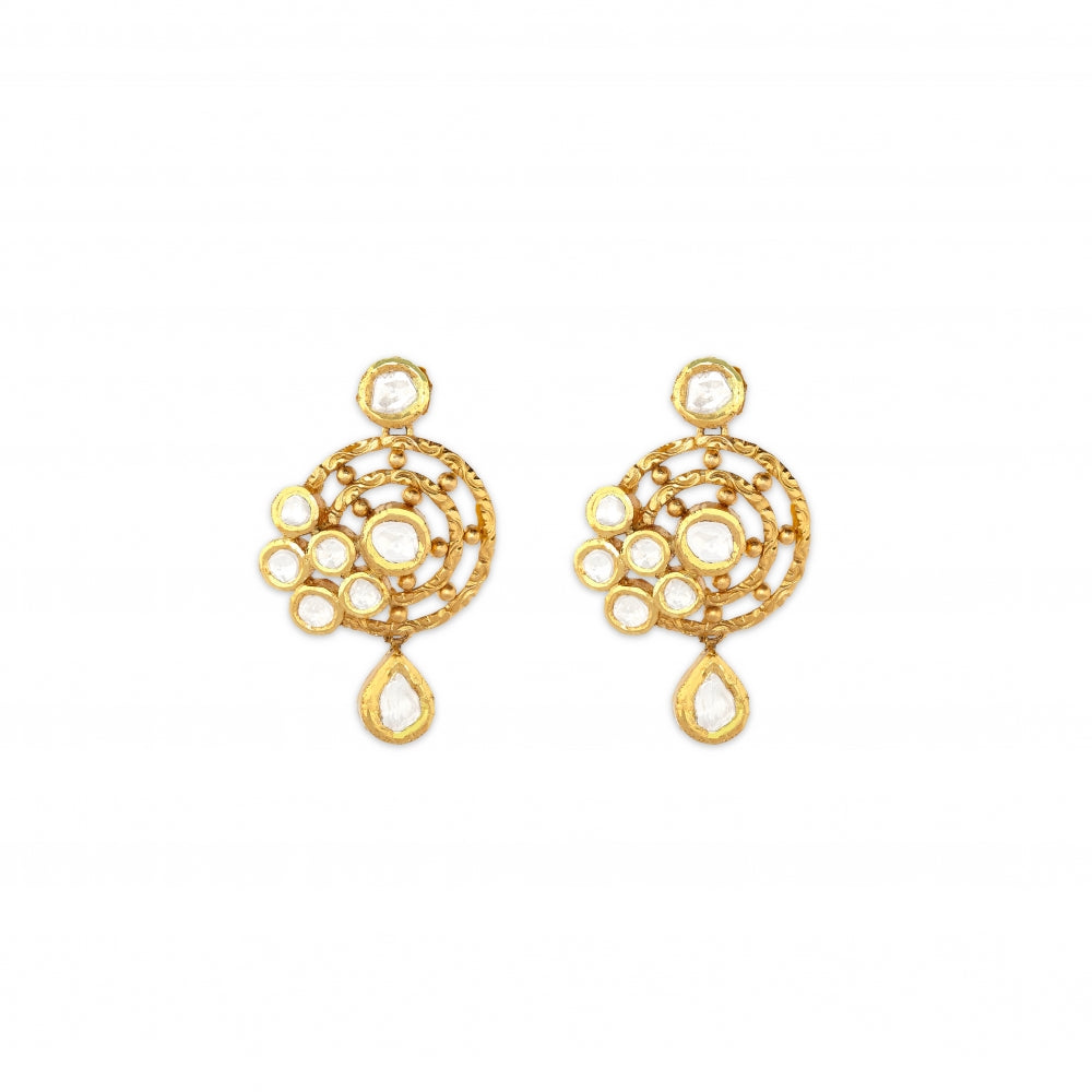 22k Yellow Gold Celestial Diamond Pendant Necklace Set Devam
