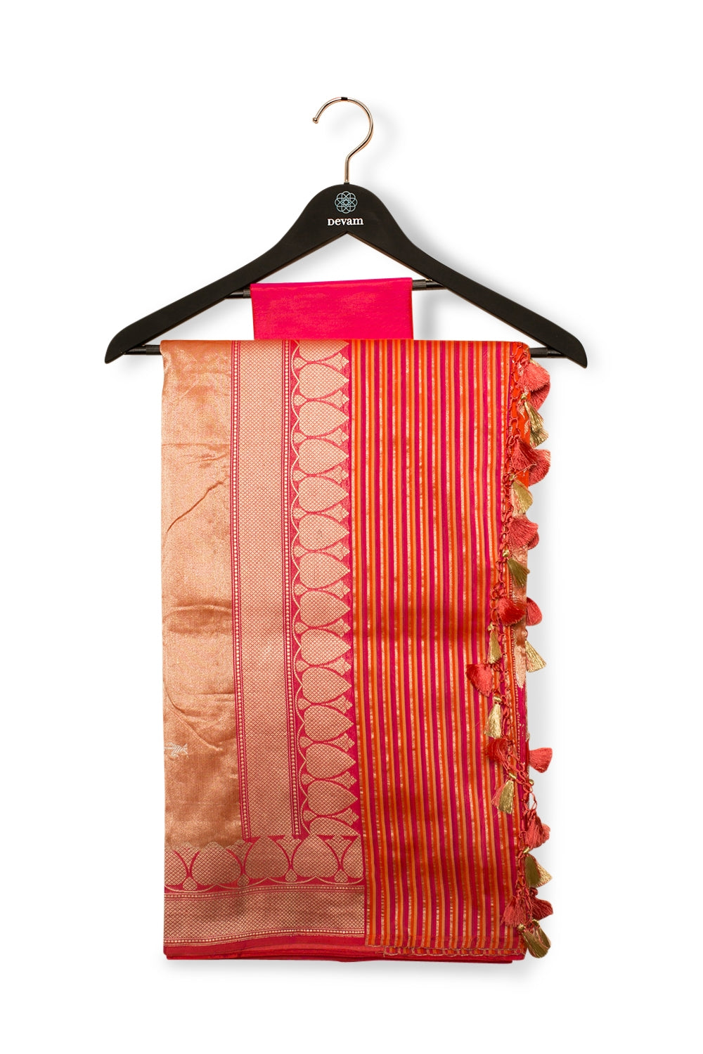 Rangakat Style Silk Banarasi Saree With Kadiyal Weaving Devam