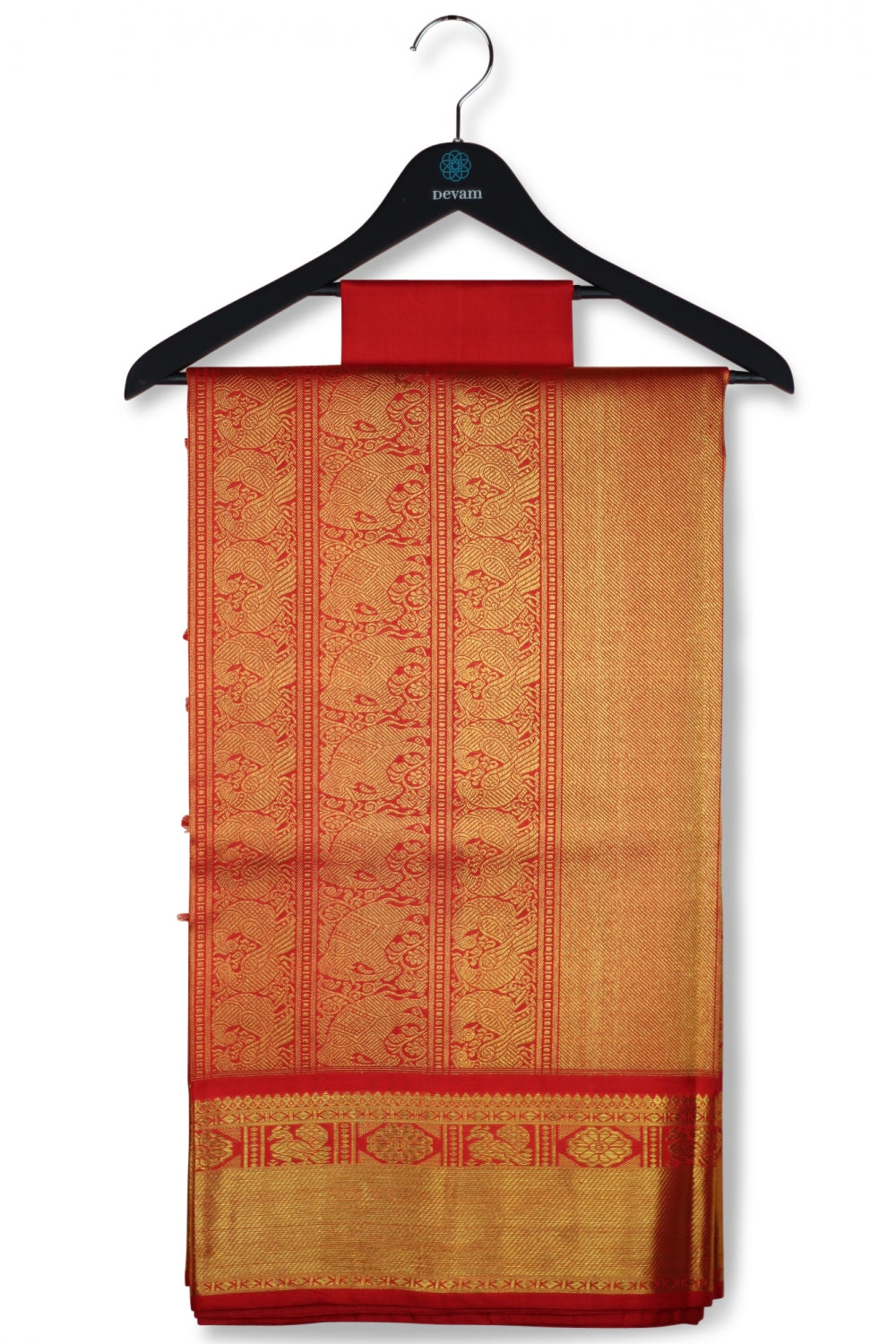 Pastel Orange Silk Kanjeevaram Saree Devam