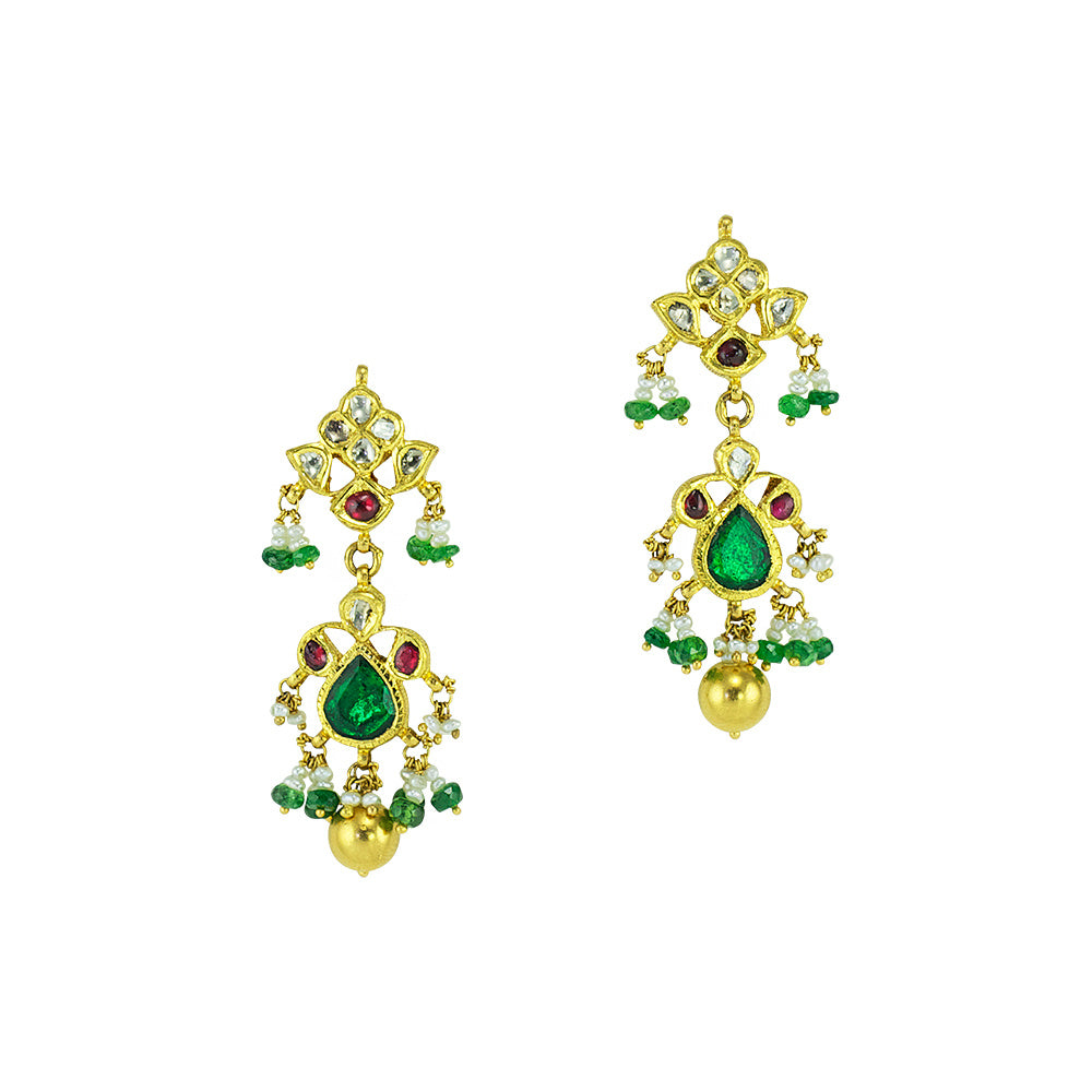 Dancing Emerald Indian Necklace Set Devam
