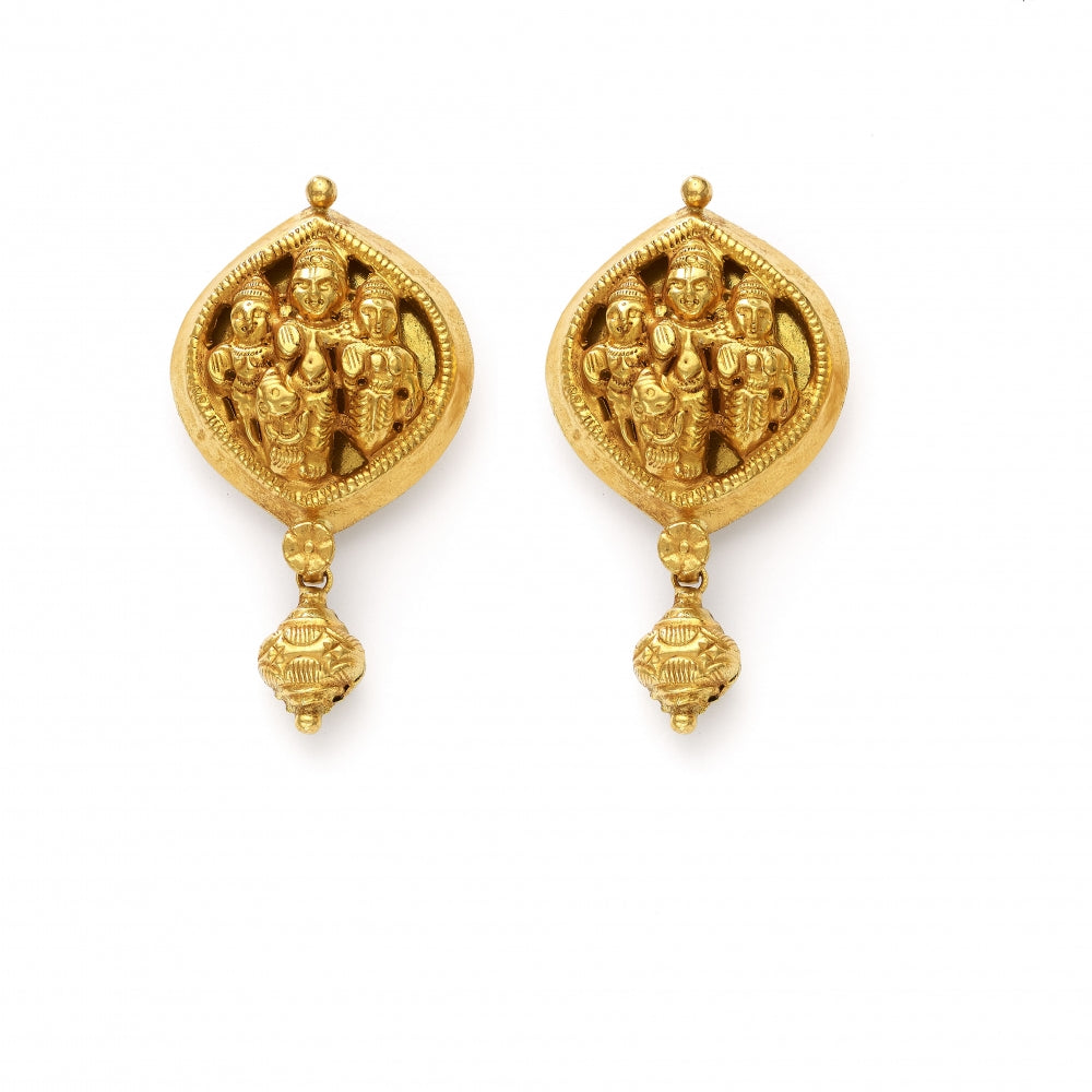 Temple Jewellery Earrings -Jhumkas in 22K Gold -Indian Gold Jewelry -Buy  Online