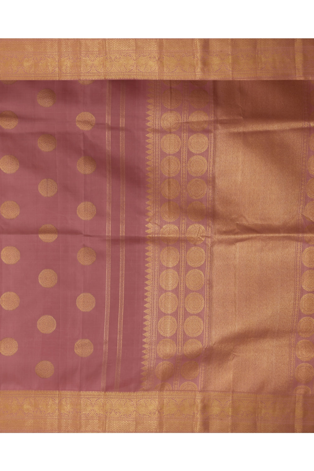 Sunset Pink Real Jari Silk Kanjeevaram Saree Devam