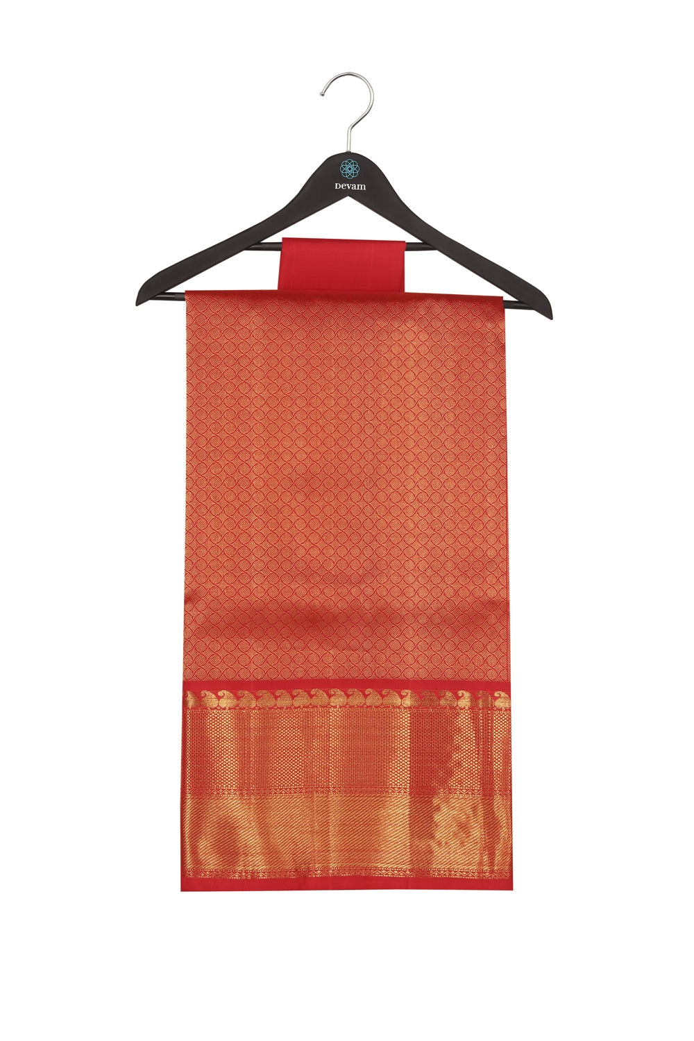 Rich Red And Real Jari Golden Silk Kanjeevaram Saree Devam