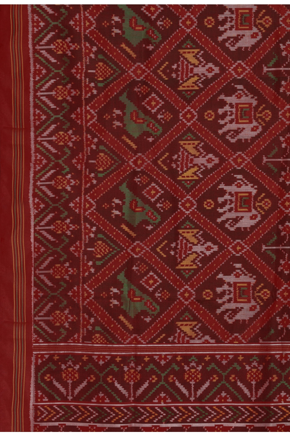 Red Parade Traditional Single Ikkat Silk Patola Saree Devam