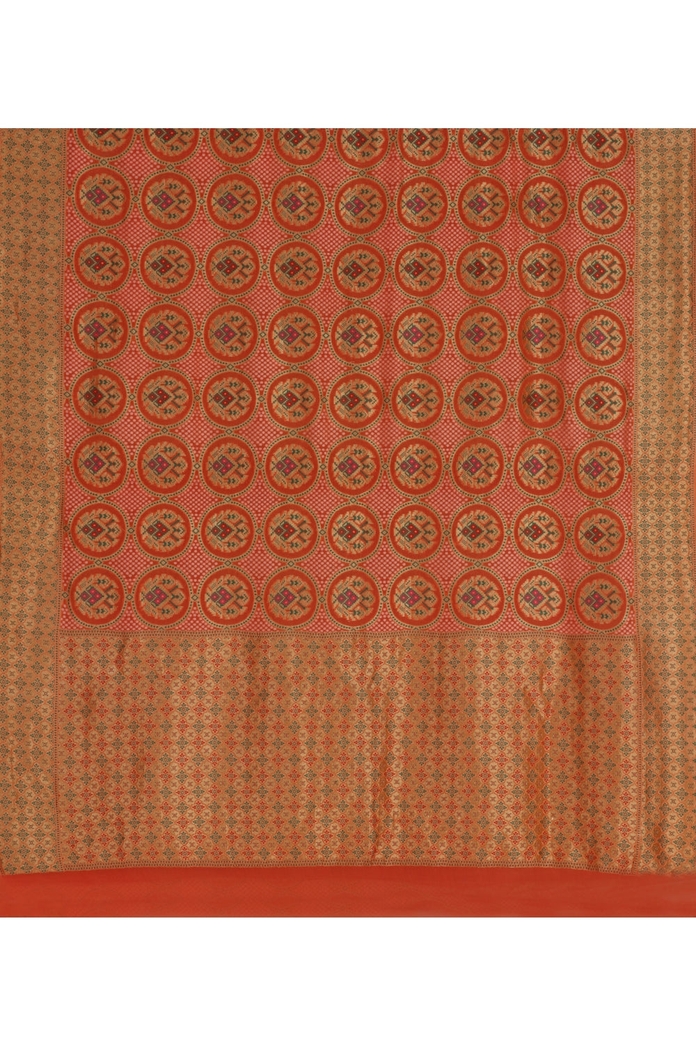 Orange Traditional Chakra Textured Georgette Banarasi Saree Devam