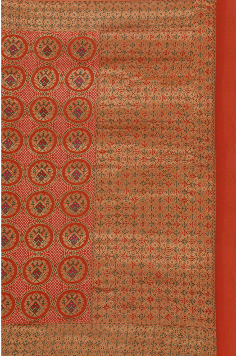 Orange Traditional Chakra Textured Georgette Banarasi Saree Devam