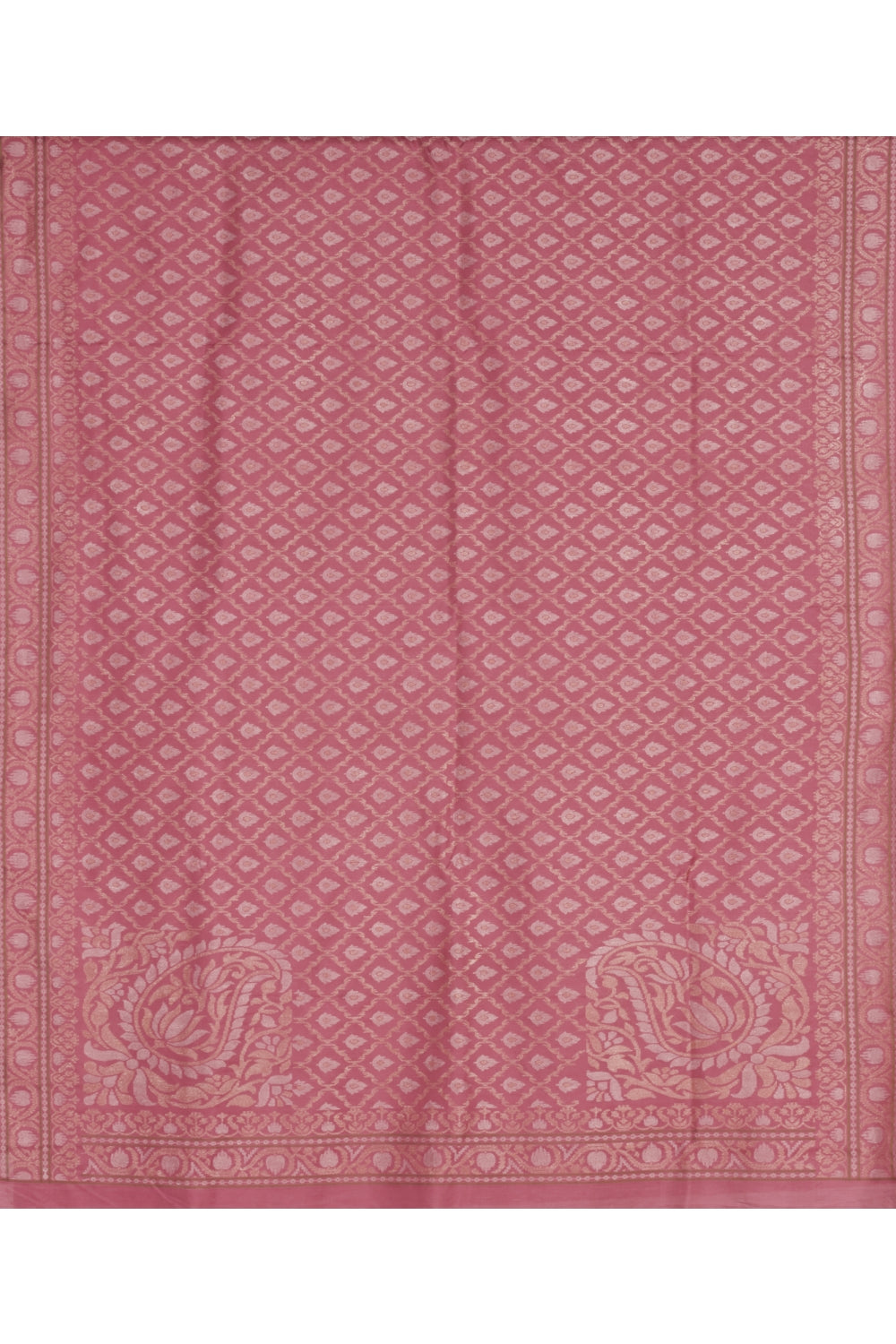 Pink Real Jari Silk Banarasi Saree Devam