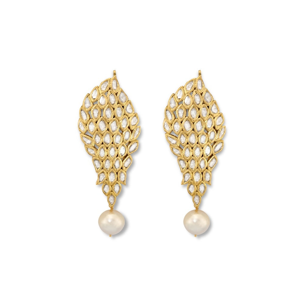 Kundan Pearl Drop Earrings Devam