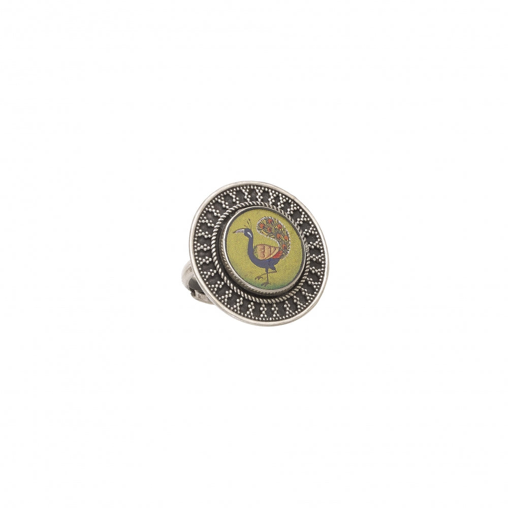Sterling Silver Colorful Peacock Ring Devam