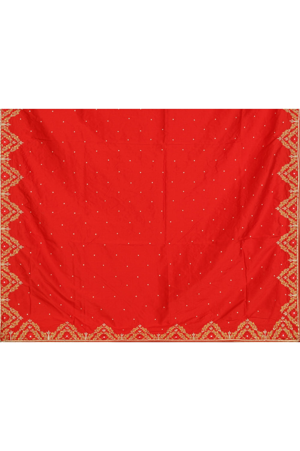 Vibrant Red Silk Hand Embroidered Saree Devam