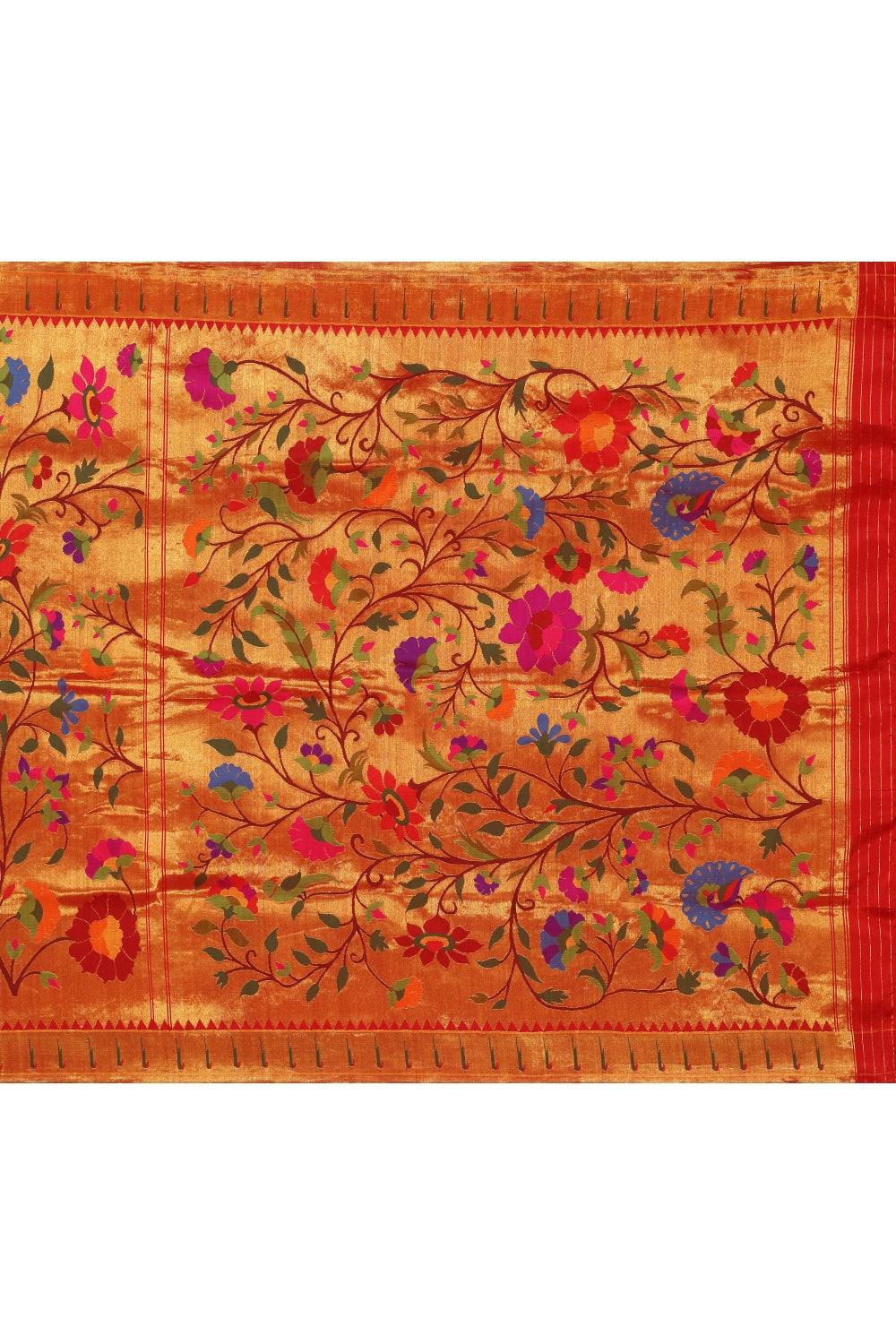 Red & Gold Silk Paithani Saree Devam