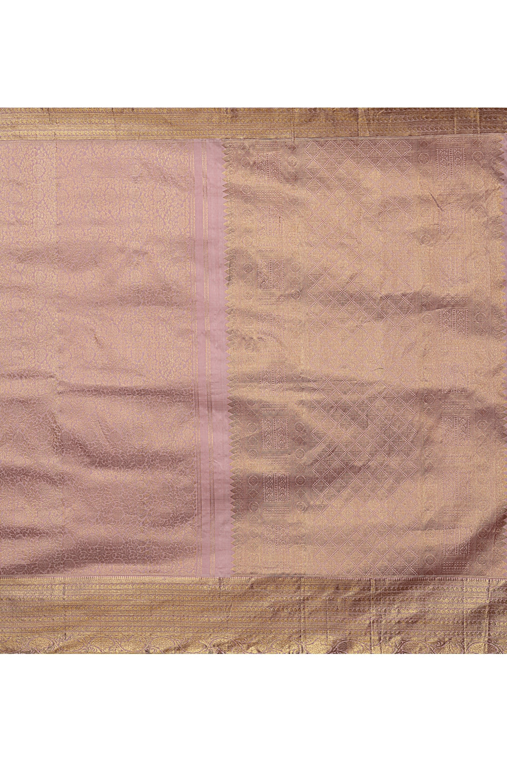 Golden & Pink Silk Kanjeevaram Saree Devam