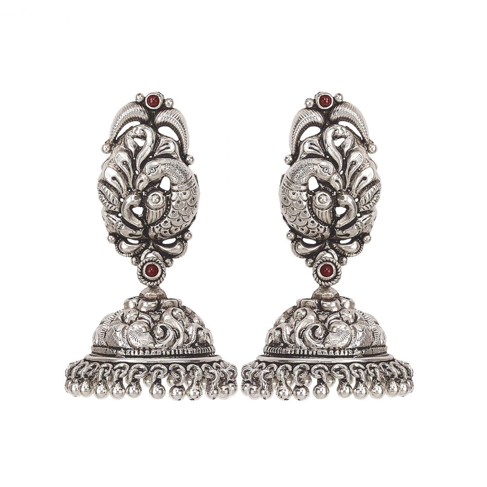 Sterling Silver Earrings With Red Stones Devam