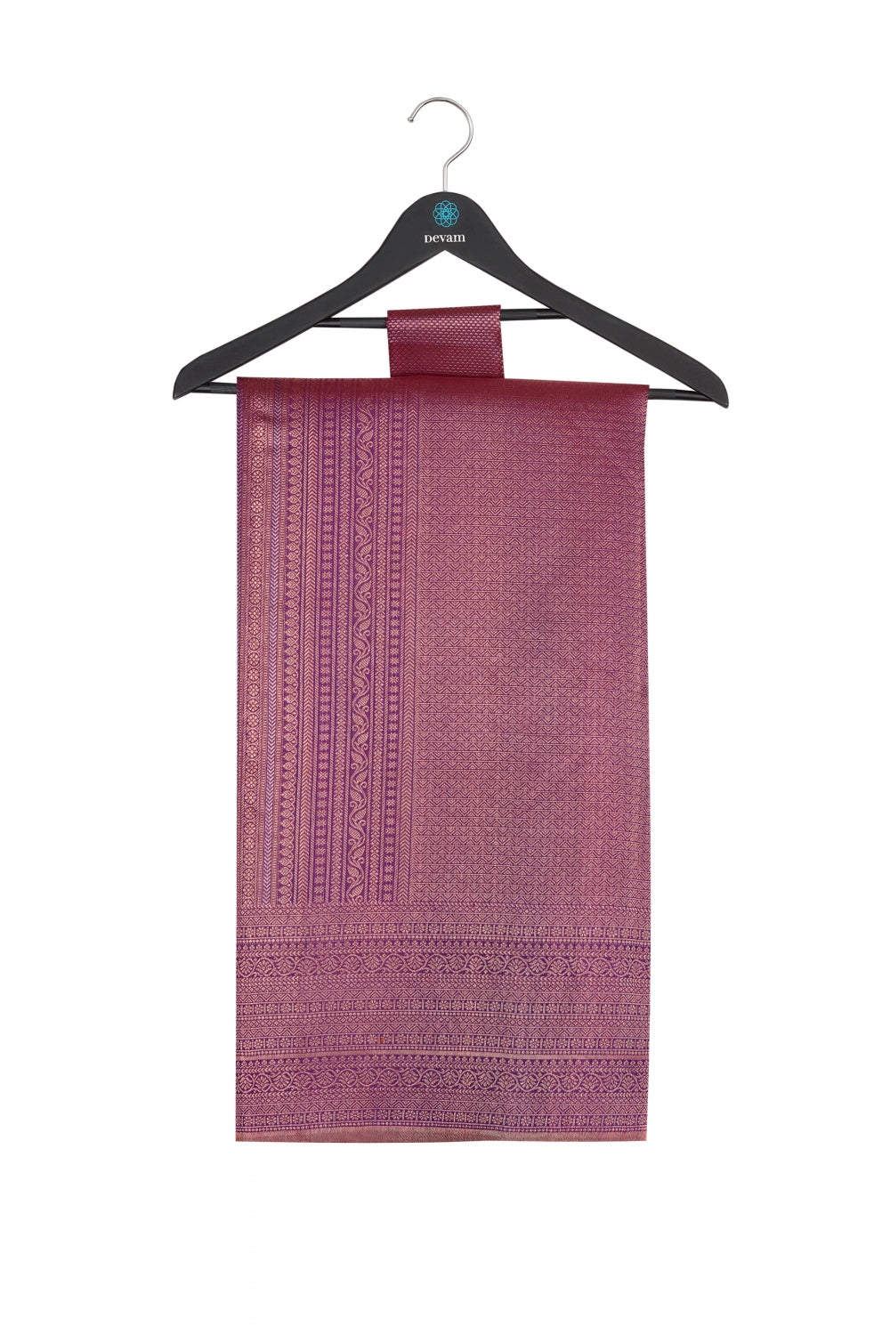Floral Purple Silk Kanjeevaram Saree Devam