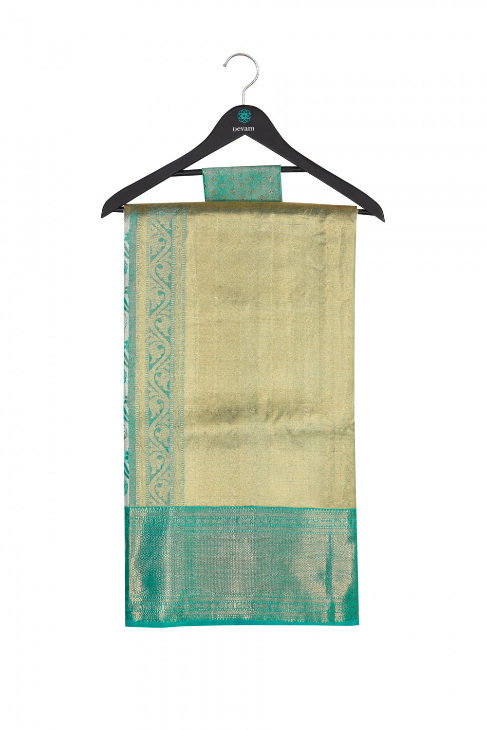 Turquoise Silk Kanjeevaram Saree Devam