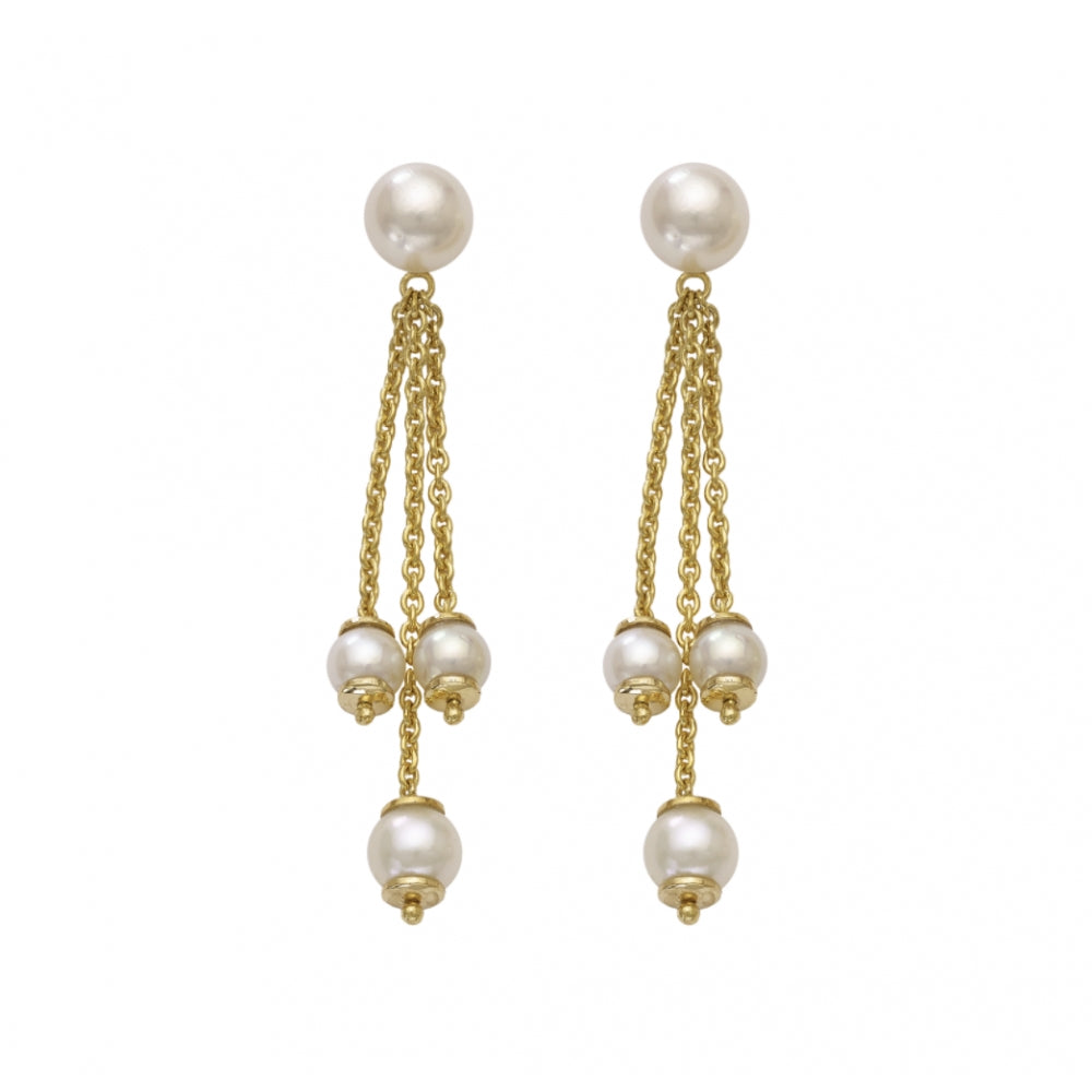 Gold Earrings With Pearls Devam