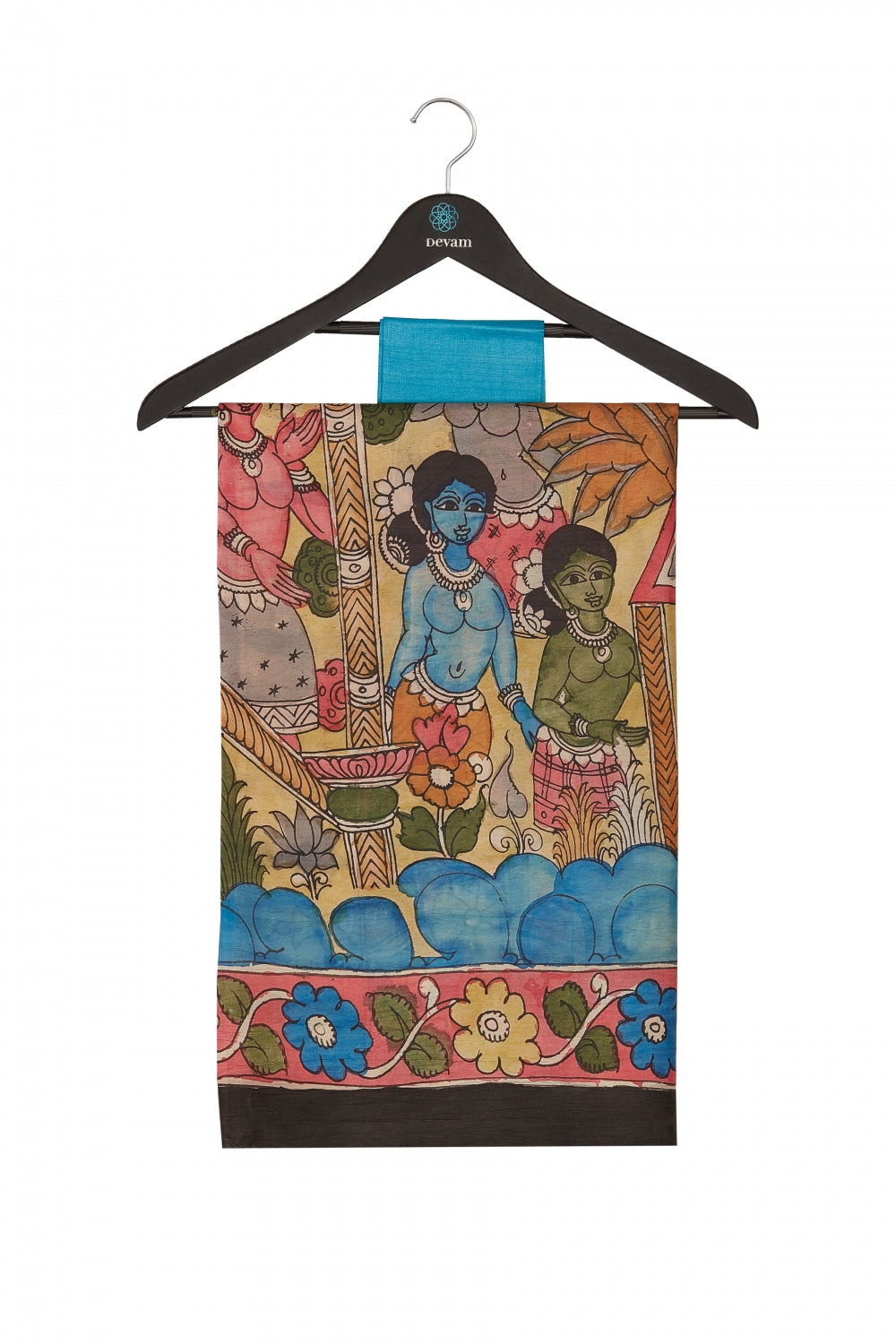 Pink & Blue Silk Handloom Saree Devam