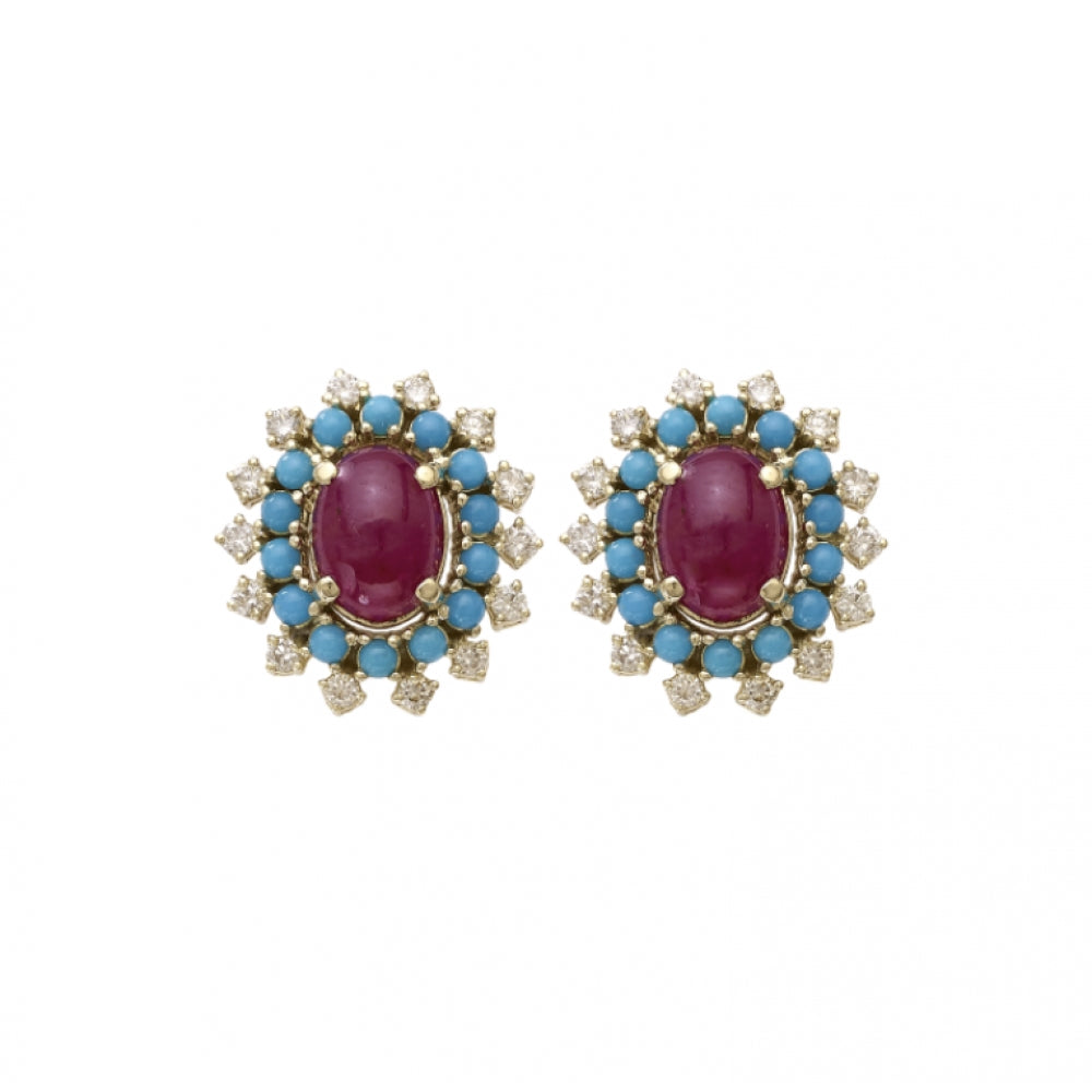 18k Floral Ruby Earrings Devam