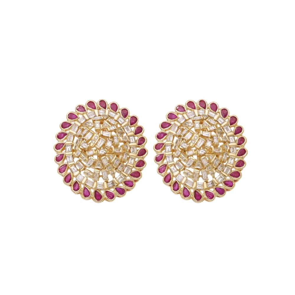 18k Gold Diamond & Ruby Earrings Devam