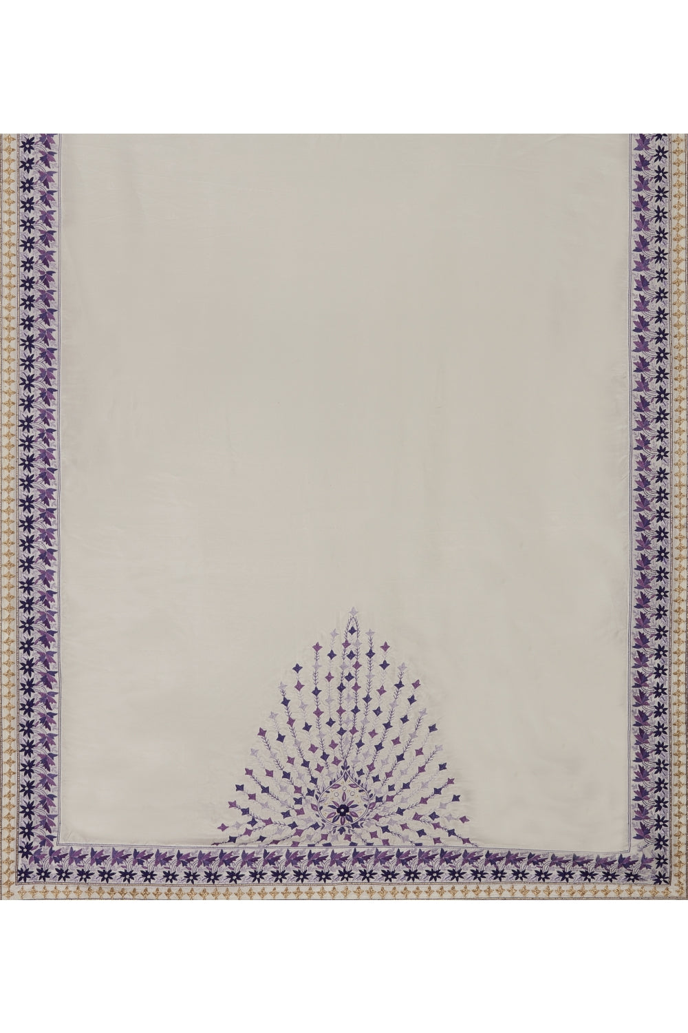 Off White & Purple Hand Embroidered Saree Devam