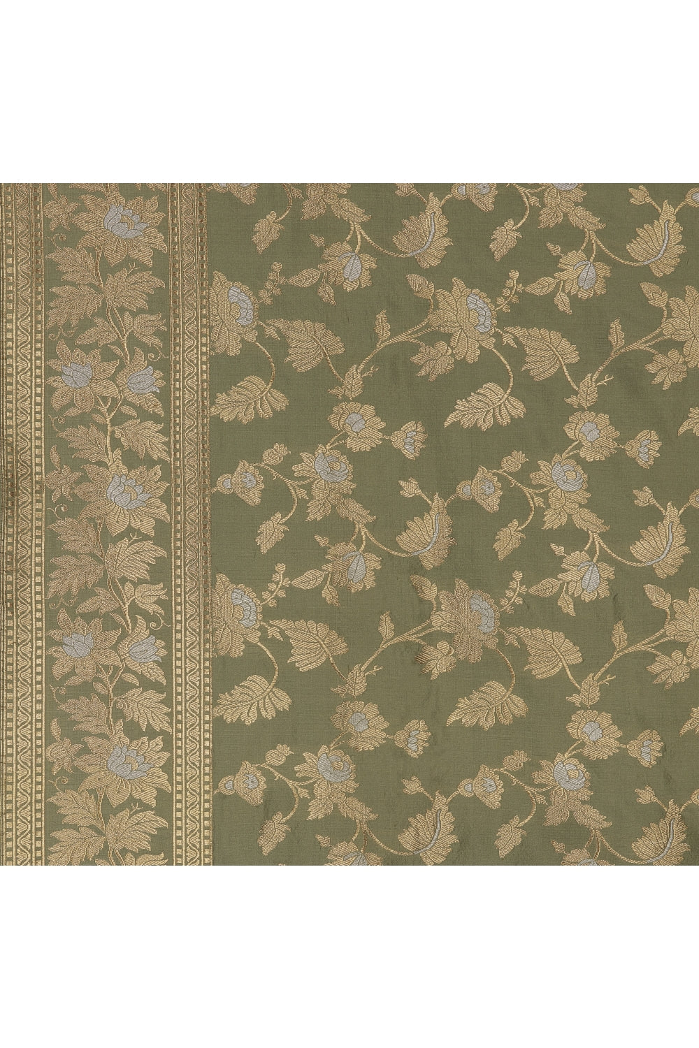 Moss Green Silk Banarasi Saree Devam