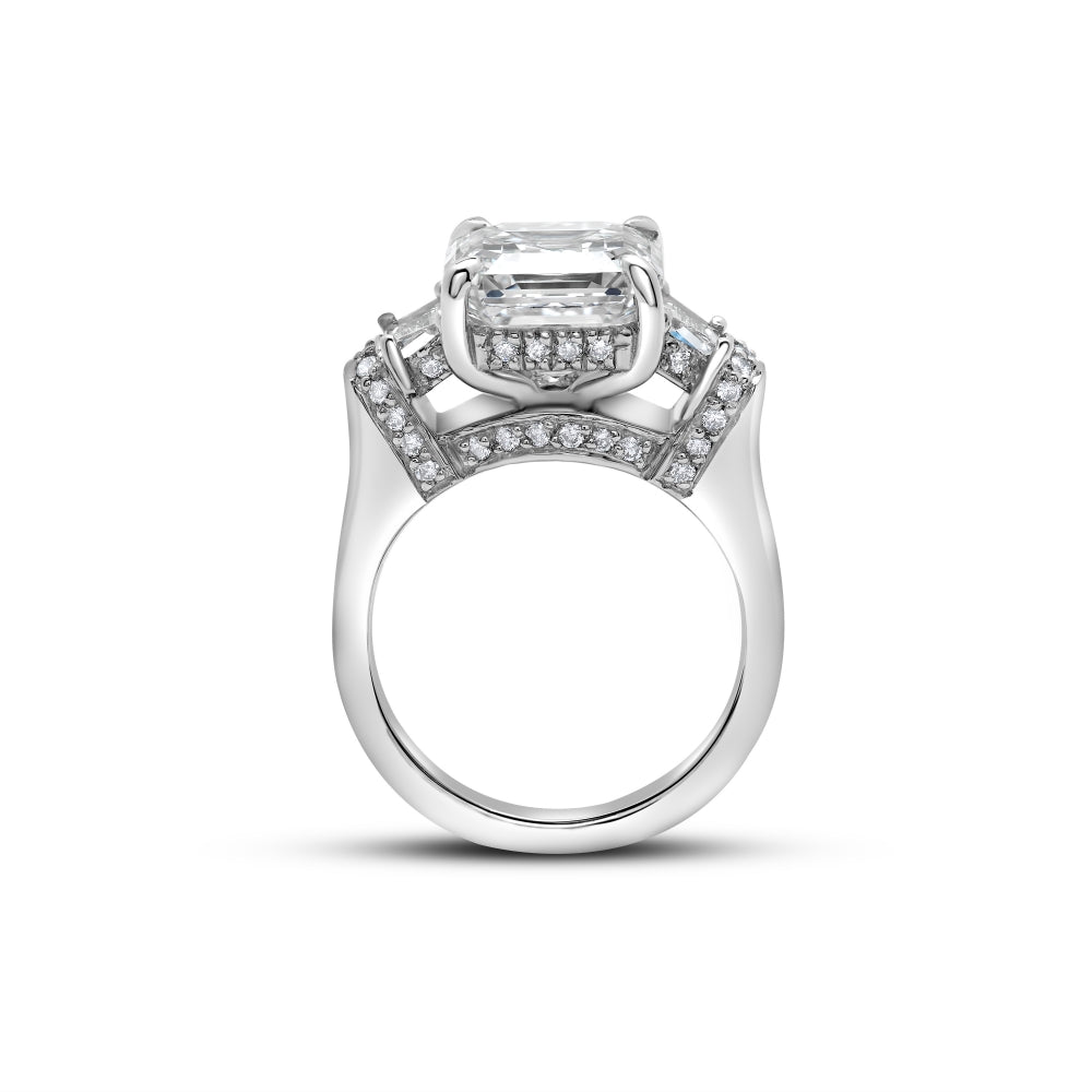 Asscher Cut Three Stone Engagement Ring Devam