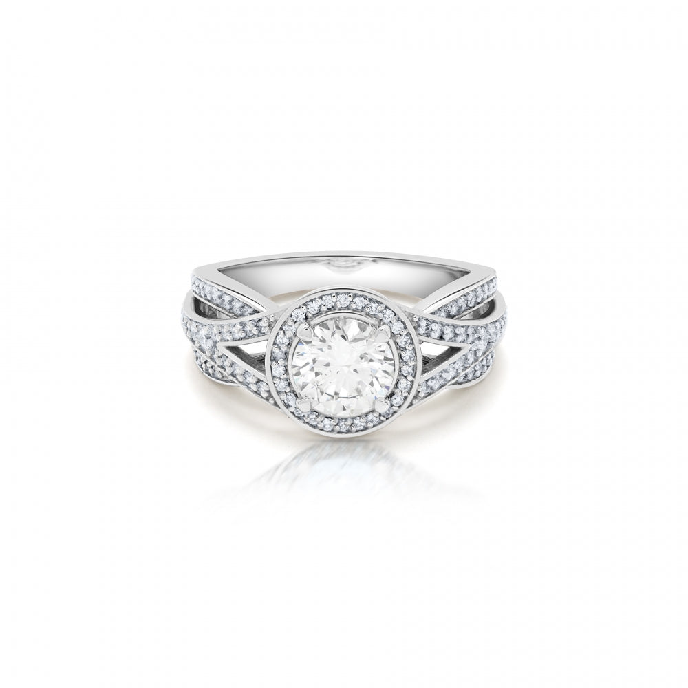 Brilliant Cut Diamond Engagement Ring With Layered Band Devam